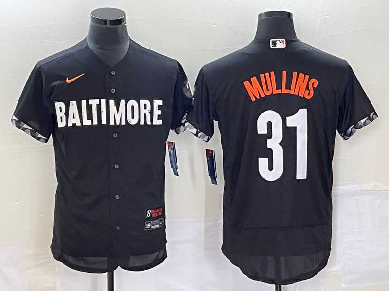 Mens Baltimore Orioles #31 Cedric Mullins Black 2023 City Connect Flex Base Stitched Jerseys